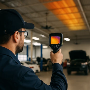 Audit à la caméra thermique d'une toiture de garage poids lourds