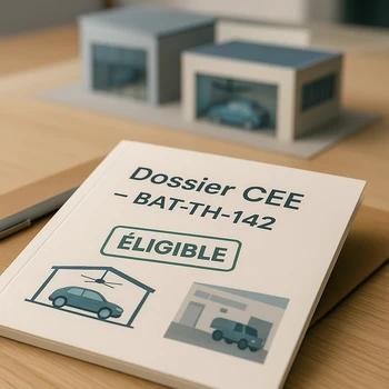 Dossier administratif BAT-TH-142 posé sur un bureau de garage