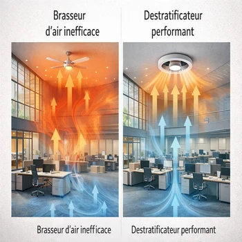 Comparaison entre brasseur d'air et destratificateur dans un environnement de bureaux
