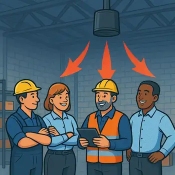 Entrepôt équipé de destratificateurs industriels modernes