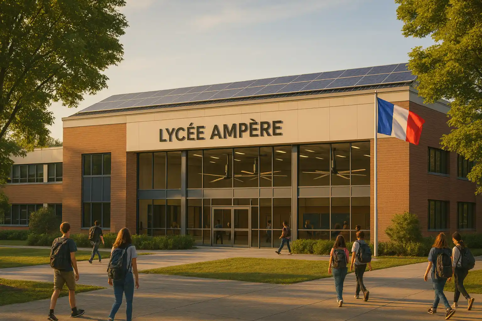Façade du lycée Ampère rénové avec financement CEE
