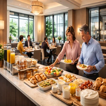 Buffet petit-déjeuner dans un hôtel — confort thermique mesurable en salle