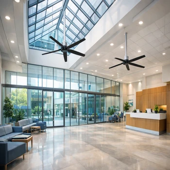 Atrium de clinique MCO avec destratificateurs